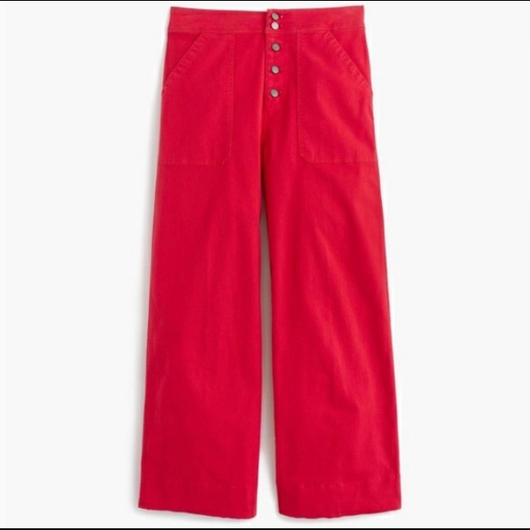 J.CREW RED Wide Leg Cropped Chino Pants - Picture 3 of 3